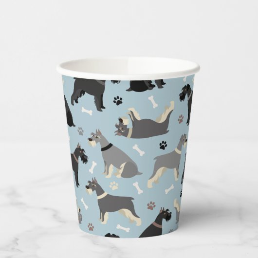 Schnauzer Paws en Botten Papieren Bekers (Links)