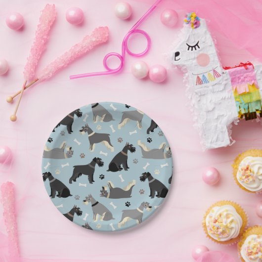 Schnauzer Paws en Botten Papieren Bordje (Feest)