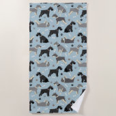 Schnauzer Paws en Botten Strandlaken (Voorkant)