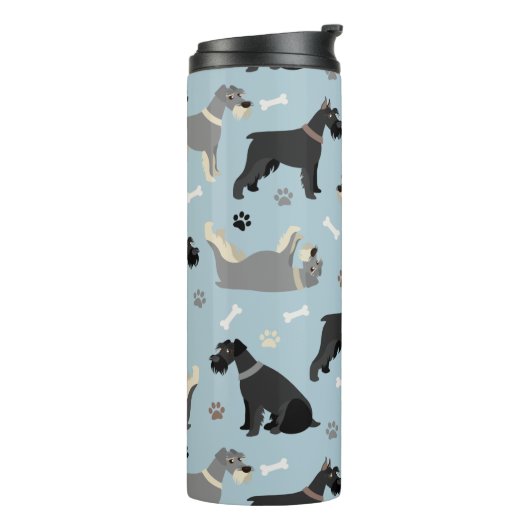 Schnauzer Paws en Botten Thermal Tumbler Thermosbeker (Gedraaid links)