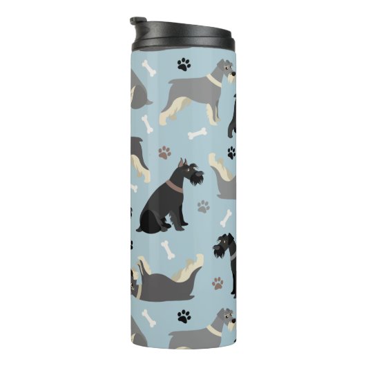 Schnauzer Paws en Botten Thermal Tumbler Thermosbeker (Geroteerd rechts)