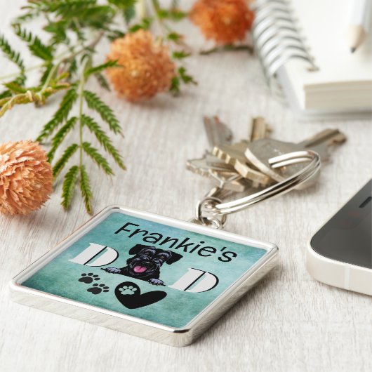 Schnauzer Personalized Peeking Sleutelhanger (Zijkant)