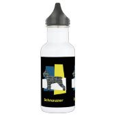 Schnauzer Pet Dog Silhouette Yellow & Blue Grid Waterfles (Links)
