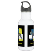 Schnauzer Pet Dog Silhouette Yellow & Blue Grid Waterfles (Achterkant)