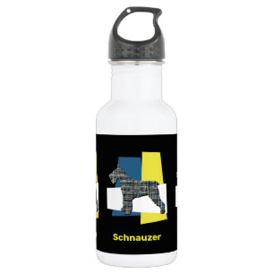 Schnauzer Pet Dog Silhouette Yellow & Blue Grid Waterfles