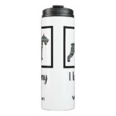 Schnauzer Pet Dog Yellow & Blue Grid Silhouette Thermosbeker (Voorkant)