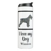 Schnauzer Pet Dog Yellow & Blue Grid Silhouette Thermosbeker (Gedraaid links)