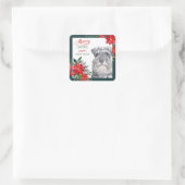 Schnauzer Poinsettia Border Kerst sticker (Tas)