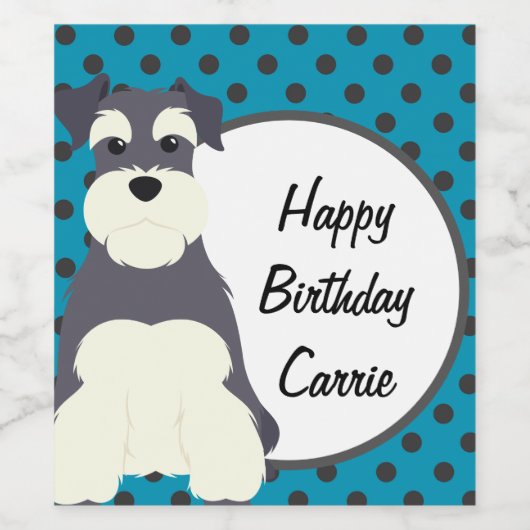 Schnauzer Polka Dots gepersonaliseerd Wijn Etiket (Enkel label)
