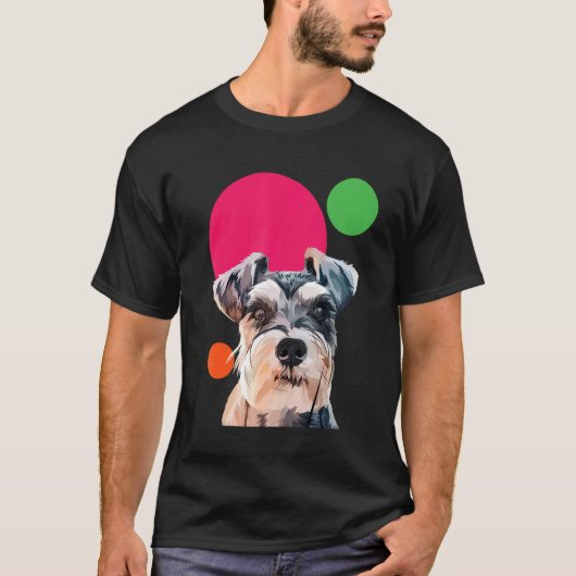 Schnauzer Pop Art Mini Schnauzer Portrait Dog Colo T-shirt (Voorkant)