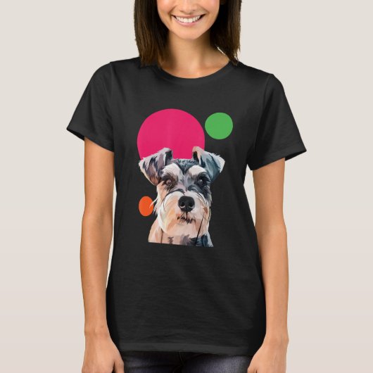 Schnauzer Pop Art Mini Schnauzer Portrait Dog Colo T-shirt (Voorkant)