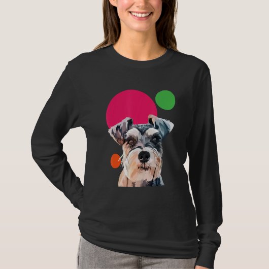 Schnauzer Pop Art Mini Schnauzer Portrait Dog Colo T-shirt (Voorkant)