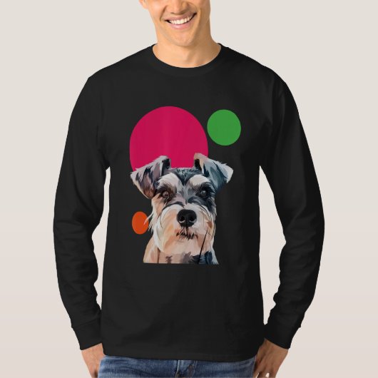 Schnauzer Pop Art Mini Schnauzer Portrait Dog Colo T-shirt (Voorkant)