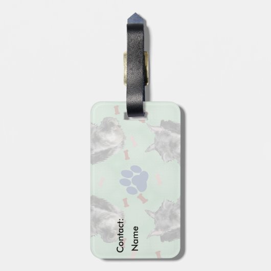 Schnauzer Portrait Bagagelabel (Achterkant verticaal)