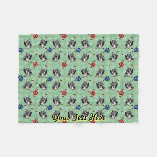 Schnauzer Portrait Fleece Deken (Voorkant (Horizontaal))