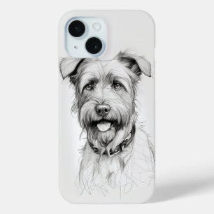 Schnauzer portret potlood schets iPhone 15 case