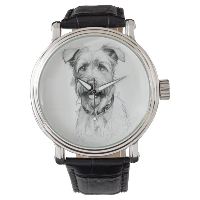 Schnauzer portret potlood schets horloge (Voorkant)