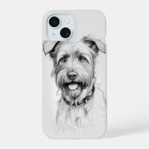 Schnauzer portret potlood schets iPhone 15 case