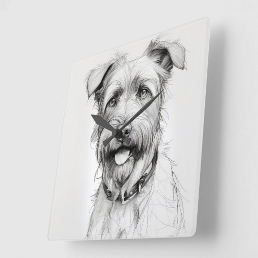 Schnauzer portret potlood schets vierkante klok (Hoek)