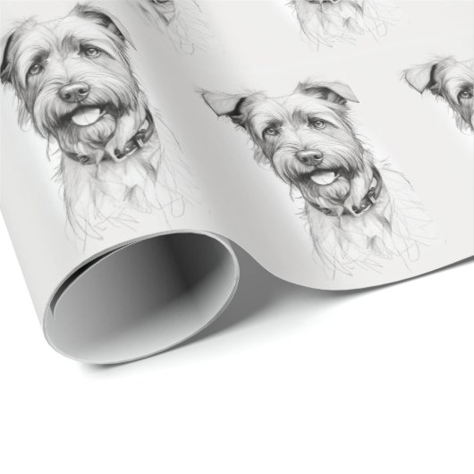 Schnauzer Potlood Schets Portret Cadeaupapier (Rol Hoek)