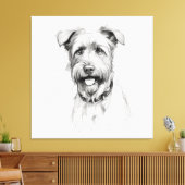 Schnauzer Potlood Schets Portret Canvas Afdruk (Insitu (Woonkamer))