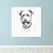 Schnauzer Potlood Schets Portret Canvas Afdruk (Insitu (Houten vloer))
