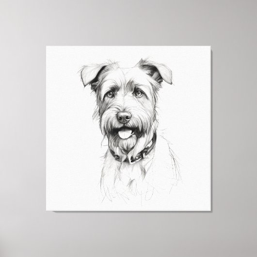 Schnauzer Potlood Schets Portret Canvas Afdruk (Voorkant)