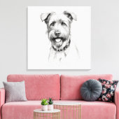 Schnauzer Potloodschets Portret Canvas Afdruk (Insitu (Woonkamer))