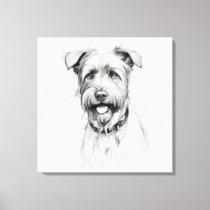 Schnauzer Potloodschets Portret Canvas Afdruk