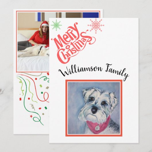 Schnauzer Prettig Kerstfeest Feestdagenkaart (Voorkant / Achterkant)