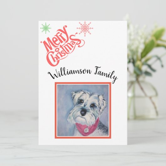 Schnauzer Prettig Kerstfeest Feestdagenkaart (Staand voorkant)