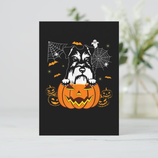 Schnauzer Pumpkin Halloween Costume Hondenliefhebb RSVP Kaartje (Staand voorkant)