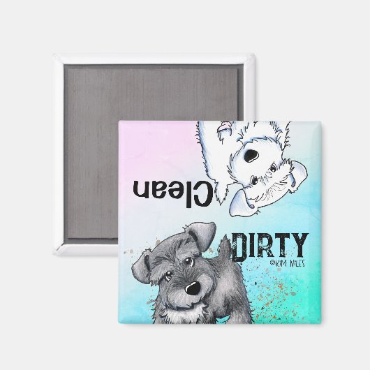 Schnauzer Pup Clean Dirty Vaatwasser Magnet (Voorkant / Achterkant)