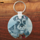 Schnauzer Pup met Teddy-sleutelketen Sleutelhanger (Voorkant)