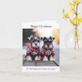Schnauzer Puppies Happy Christmas Kaart (Gele Bloem)