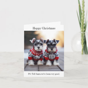 Schnauzer Puppies Happy Christmas Kaart