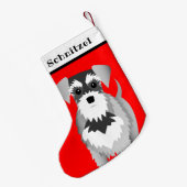 Schnauzer Puppy Bright Red Kleine Kerstsok (Achterkant (Hangend))