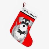 Schnauzer Puppy Bright Red Kleine Kerstsok (Voorkant (Hangend))