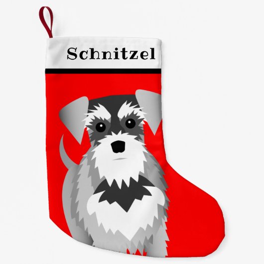 Schnauzer Puppy Bright Red Kleine Kerstsok (Voorkant)