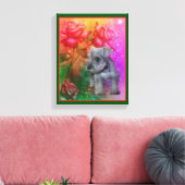 Schnauzer Puppy Fantasy Rozen Dog Art Canvas Afdruk (Insitu (Woonkamer))