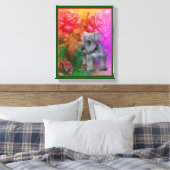 Schnauzer Puppy Fantasy Rozen Dog Art Canvas Afdruk (Insitu (Slaapkamer))
