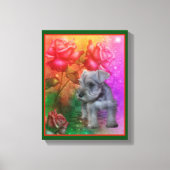 Schnauzer Puppy Fantasy Rozen Dog Art Canvas Afdruk (Voorkant)