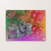 Schnauzer Puppy Fantasy Rozen Dog Art Legpuzzel (Horizontaal)