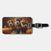 Schnauzer Puppy Herfst Delight Pompoen Bagagelabel (Voorkant horizontaal)