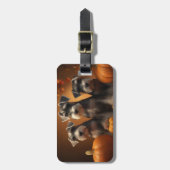 Schnauzer Puppy Herfst Delight Pompoen Bagagelabel (Voorkant verticaal)