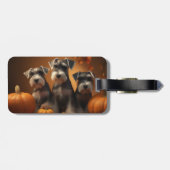 Schnauzer Puppy Herfst Delight Pompoen Bagagelabel (Achterkant horizontaal)