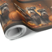 Schnauzer Puppy Herfst Delight Pompoen Cadeaupapier (Rol Hoek)