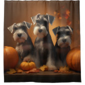 Schnauzer Puppy Herfst Delight Pompoen Douchegordijn (Voorkant)