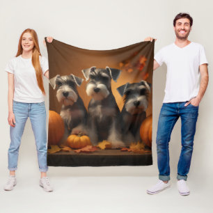 Schnauzer Puppy Herfst Delight Pompoen Fleece Deken