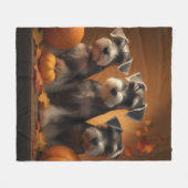 Schnauzer Puppy Herfst Delight Pompoen Fleece Deken (Voorkant (Horizontaal))